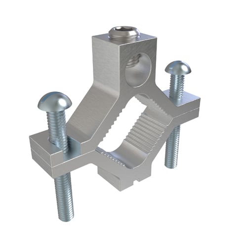 Permaground Aluminum Ground Clamp, Conductor Range 250-6, Pipe Sizes 1-1/4 to 2in, UL