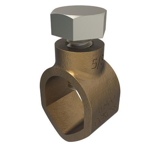 Permaground Bronze Ground Rod Clamp, Conductor Range 2-10, Ground Rod Size 5/8in, Rebar Size #5, UL