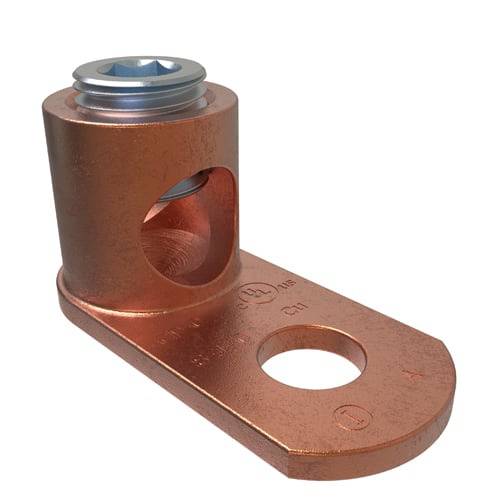 Copper Post Connector, Conductor Range 1/0-8, 5/16in Bolt Size, UL, CSA