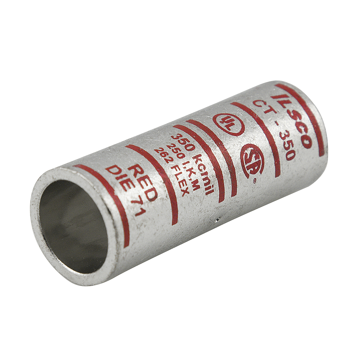 Surecrimp Copper Compression Sleeve, Conductor Size 2, Tin Plated, UL, CSA