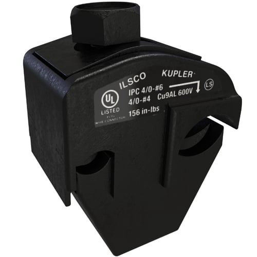 KUP-L-Tap Insulation Piercing Copper Connector, Dual Rated, Main Conductor Range 4/0-4, Tap Range 6-14, Tin Plated, UL, CSA