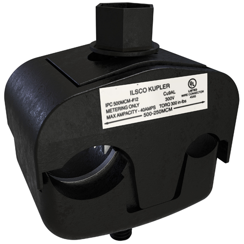 KUP-L-Tap Insulation Piercing Copper Connector, Dual Rated, Main Conductor Range 500-250, Tap Range 10-12, Tin Plated, UL, CSA