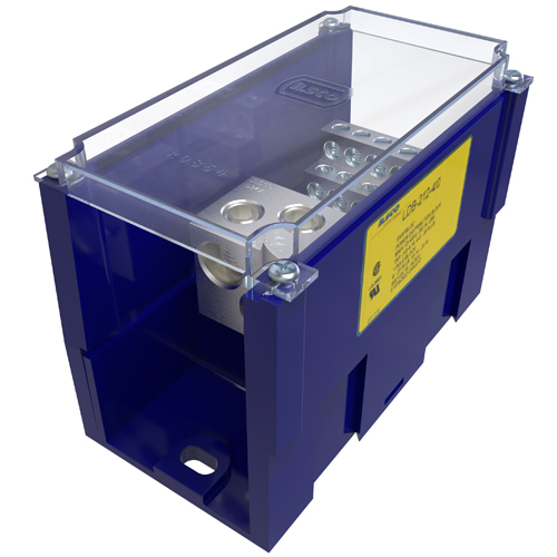 Snapbloc Power Distribution Block, Modular Design, Dual Rated, Line Conductor Range 4/0-6, Load Range 4-14, 2 Ports Per Pole Line Side, 12 Ports Per Pole Load Side, 1 Pole, UL, CSA, Includes Cover