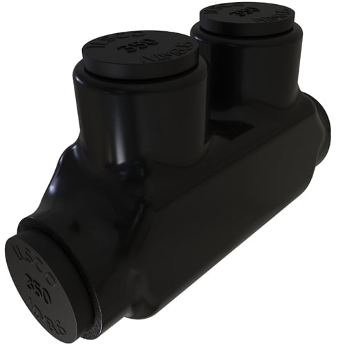 Nimbus Insulated Aluminum In-Line Splicer-Reducer Connector, Conductor Range 350-6, 2 Ports, Tin Plated, UL, CSA