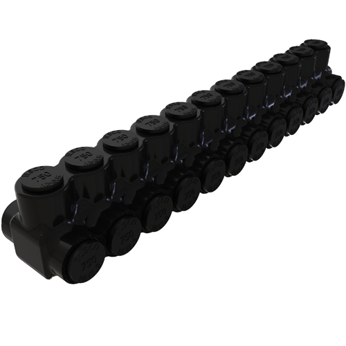 Nimbus Insulated Aluminum Multi-Tap Connector, Conductor Range 750-250, 12 Ports, Dual Sided Entry, Tin Plated, UL, CSA