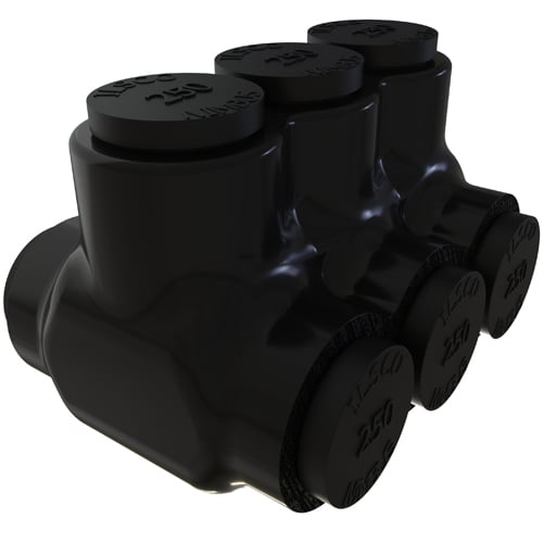 Nimbus Insulated Aluminum Multi-Tap Connector, Conductor Range 250-6, 3 Ports, Dual Sided Entry, Tin Plated, UL, CSA