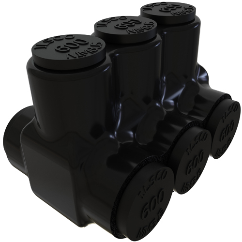 Nimbus Insulated Aluminum Multi-Tap Connector, Conductor Range 600-4, 3 Ports, Dual Sided Entry, Tin Plated, UL, CSA