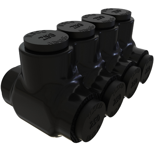 Nimbus Insulated Aluminum Multi-Tap Connector, Conductor Range 250-6, 4 Ports, Dual Sided Entry, Tin Plated, UL, CSA