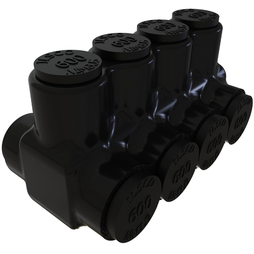 Nimbus Insulated Aluminum Multi-Tap Connector, Conductor Range 600-4, 4 Ports, Dual Sided Entry, Tin Plated, UL, CSA