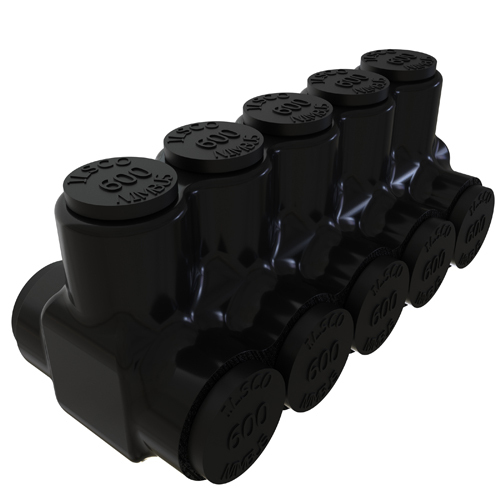 Nimbus Insulated Aluminum Multi-Tap Connector, Conductor Range 600-4, 5 Ports, Dual Sided Entry, Tin Plated, UL, CSA