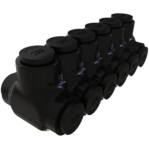 Nimbus Insulated Aluminum Multi-Tap Connector, Conductor Range 250-6, 6 Ports, Dual Sided Entry, Tin Plated, UL, CSA