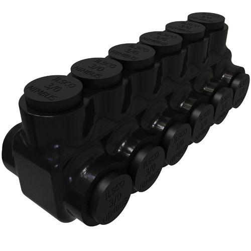 Nimbus Insulated Aluminum Multi-Tap Connector, Conductor Range 3/0-6, 6 Ports, Dual Sided Entry, Tin Plated, UL, CSA