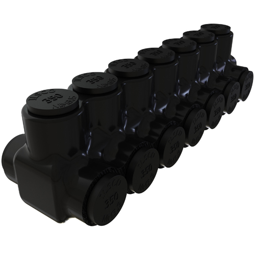 Nimbus Insulated Aluminum Multi-Tap Connector, Conductor Range 350-6, 7 Ports, Dual Sided Entry, Tin Plated, UL, CSA