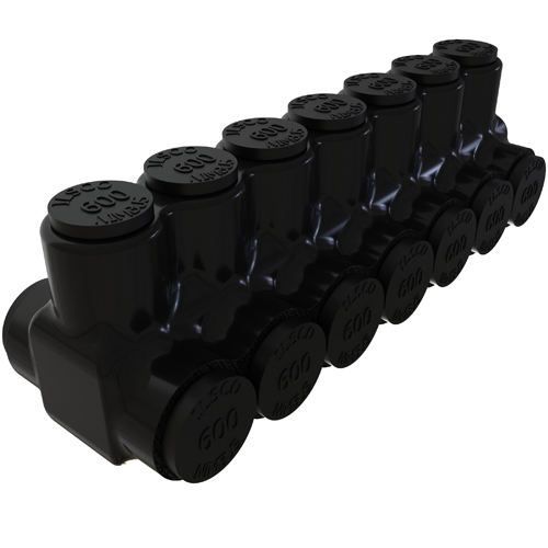 Nimbus Insulated Aluminum Multi-Tap Connector, Conductor Range 600-4, 7 Ports, Dual Sided Entry, Tin Plated, UL, CSA