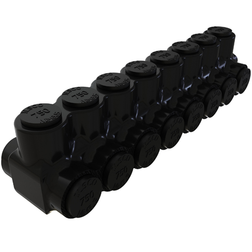 Nimbus Insulated Aluminum Multi-Tap Connector, Conductor Range 750-250, 8 Ports, Dual Sided Entry, Tin Plated, UL, CSA
