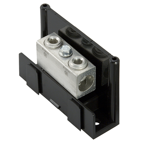 Power Distribution Block, Modular Design, Dual Rated, Line Conductor Range 2/0-14, Load Range 2/0-14, 1 Port Per Pole Line Side, 1 Port Per Pole Load Side, Adder Block, UL, CSA