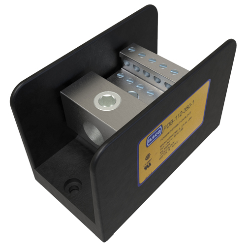 Power Distribution Block, Dual Rated, Line Conductor Range 350-6, Load Range 4-14, 1 Port Per Pole Line Side, 12 Ports Per Pole Load Side, 1 Pole, UL, CSA