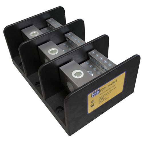 Power Distribution Block, Dual Rated, Line Conductor Range 350-6, Load Range 4-14, 1 Port Per Pole Line Side, 12 Ports Per Pole Load Side, 3 Pole, UL, CSA