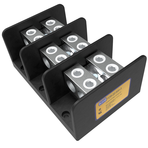 Power Distribution Block, Dual Rated, Line Conductor Range 500-4, Load Range 500-4, 2 Ports Per Pole Line Side, 2 Ports Per Pole Load Side, 3 Pole, UL, CSA