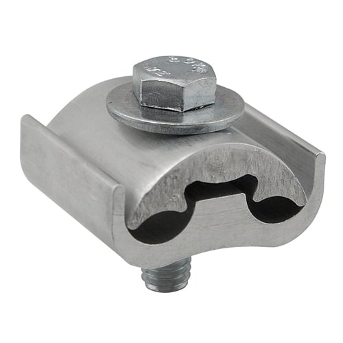 Aluminum Parallel Groove Clamp, Dual Rated, Conductor Range 4/0-2, 3/8in Steel Bolt