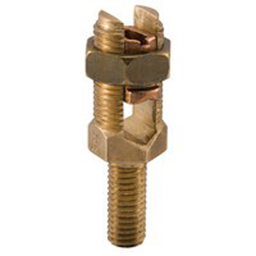 Permaground Bronze Service Post Connector, Male, Conductor Range 2/0-2, 1/2-13 x 3/4in Stud Size, Short Stud, Double Conductor, UL, CSA