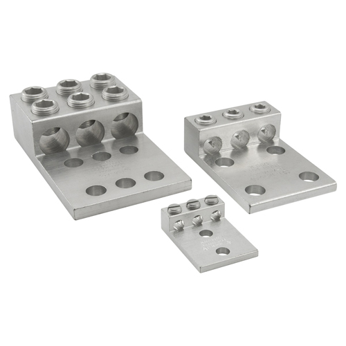 Aluminum Mechanical Lug, Conductor Range 1/0-14, 3 Ports, 2 Holes, 3/8in Bolt Size, Tin Plated, UL, CSA
