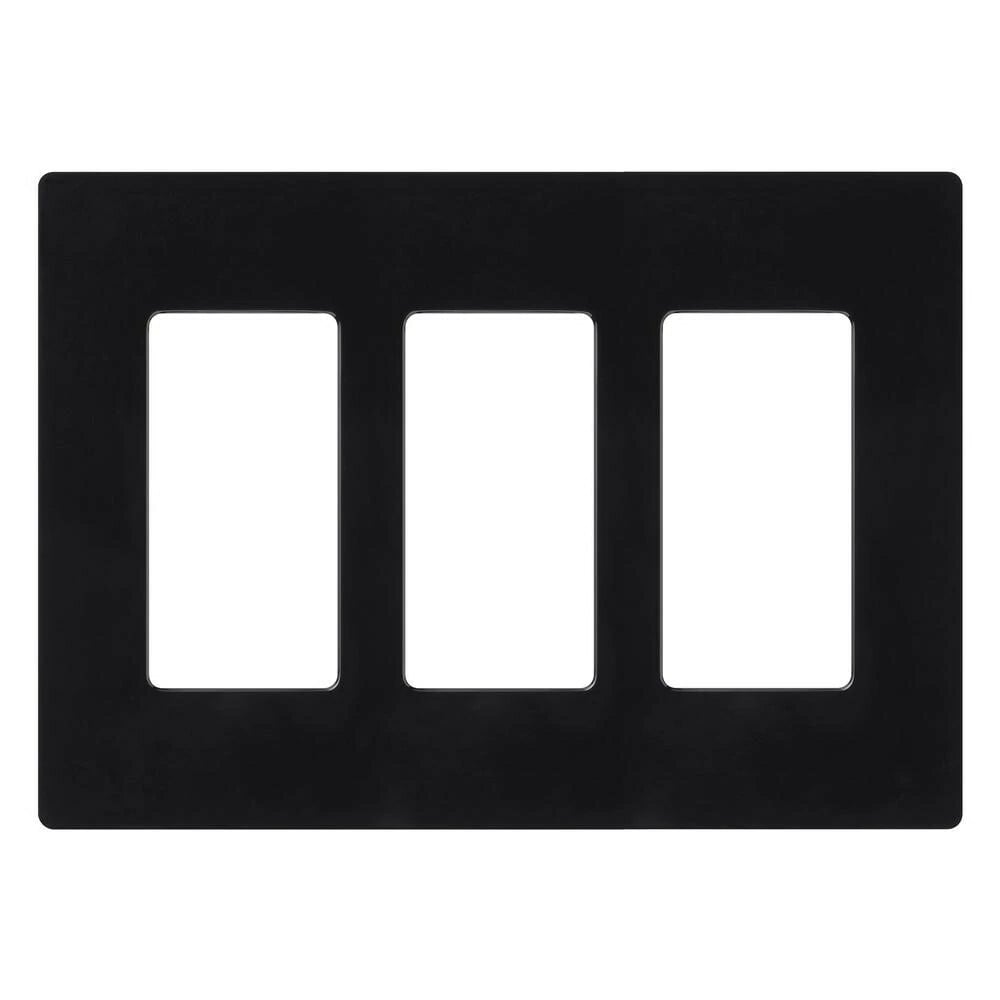 Claro Wallplate, Gloss Finish, Three-gang in black