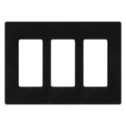 Claro Wallplate, Gloss Finish, Three-gang in black