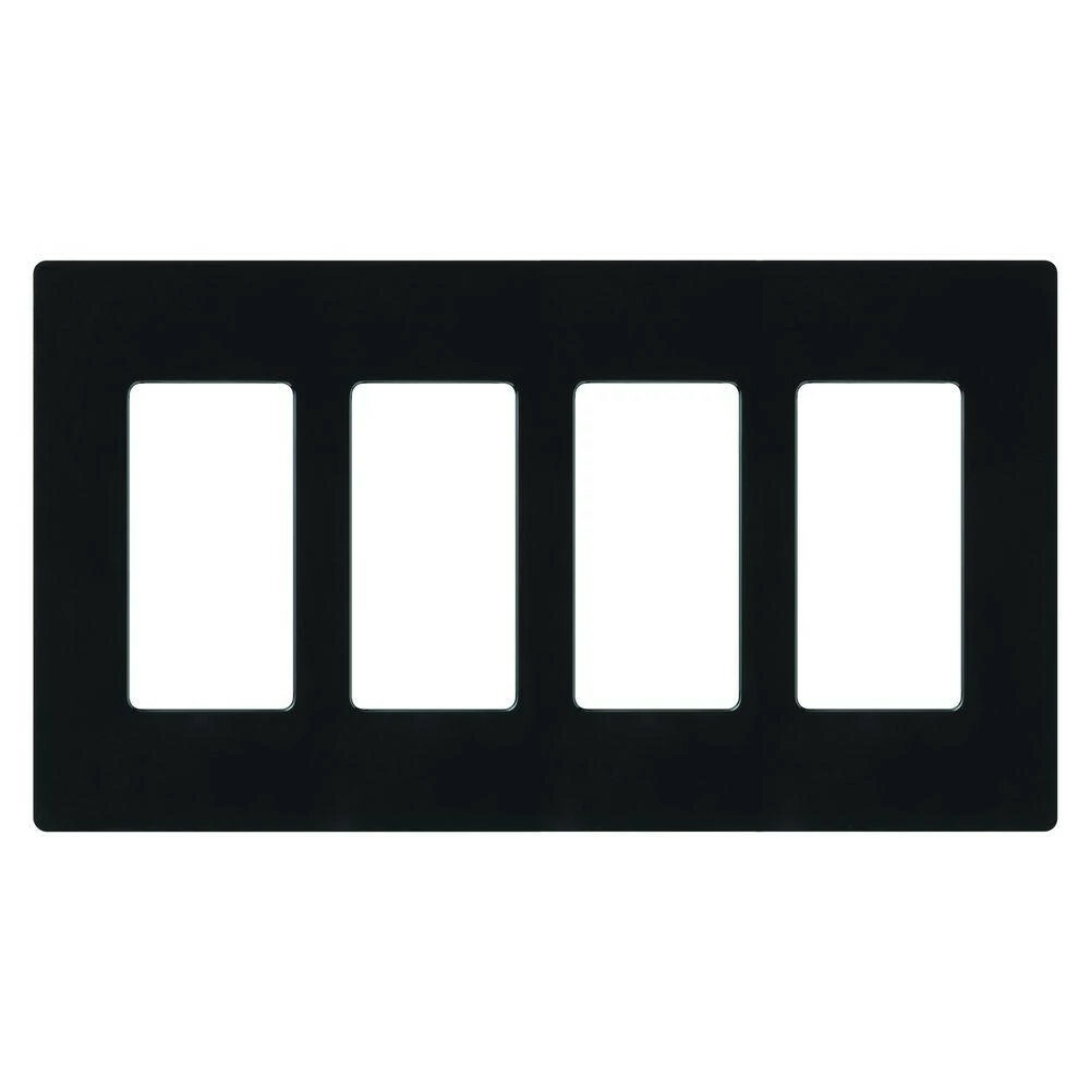 Claro Wallplate, Gloss Finish, Four-gang in black