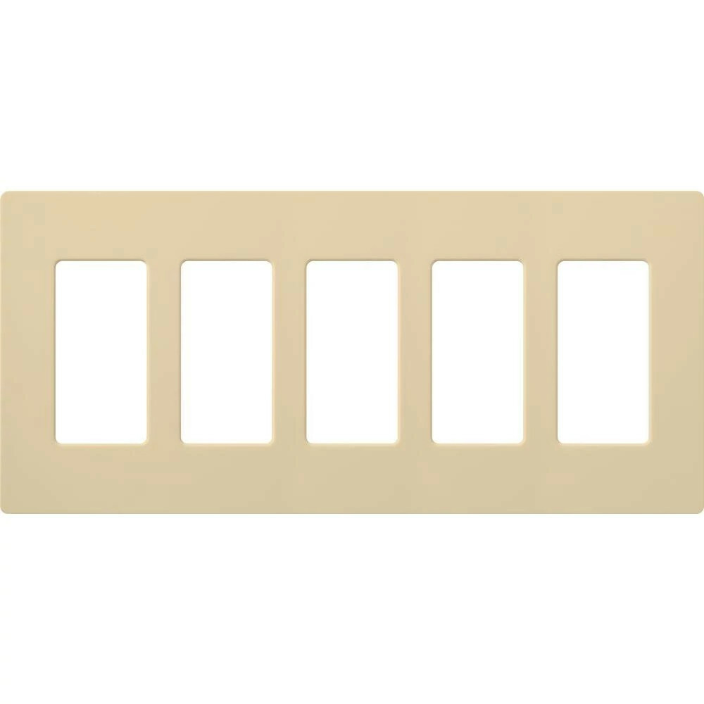 Claro Wallplate, Gloss Finish, Five-gang in ivory