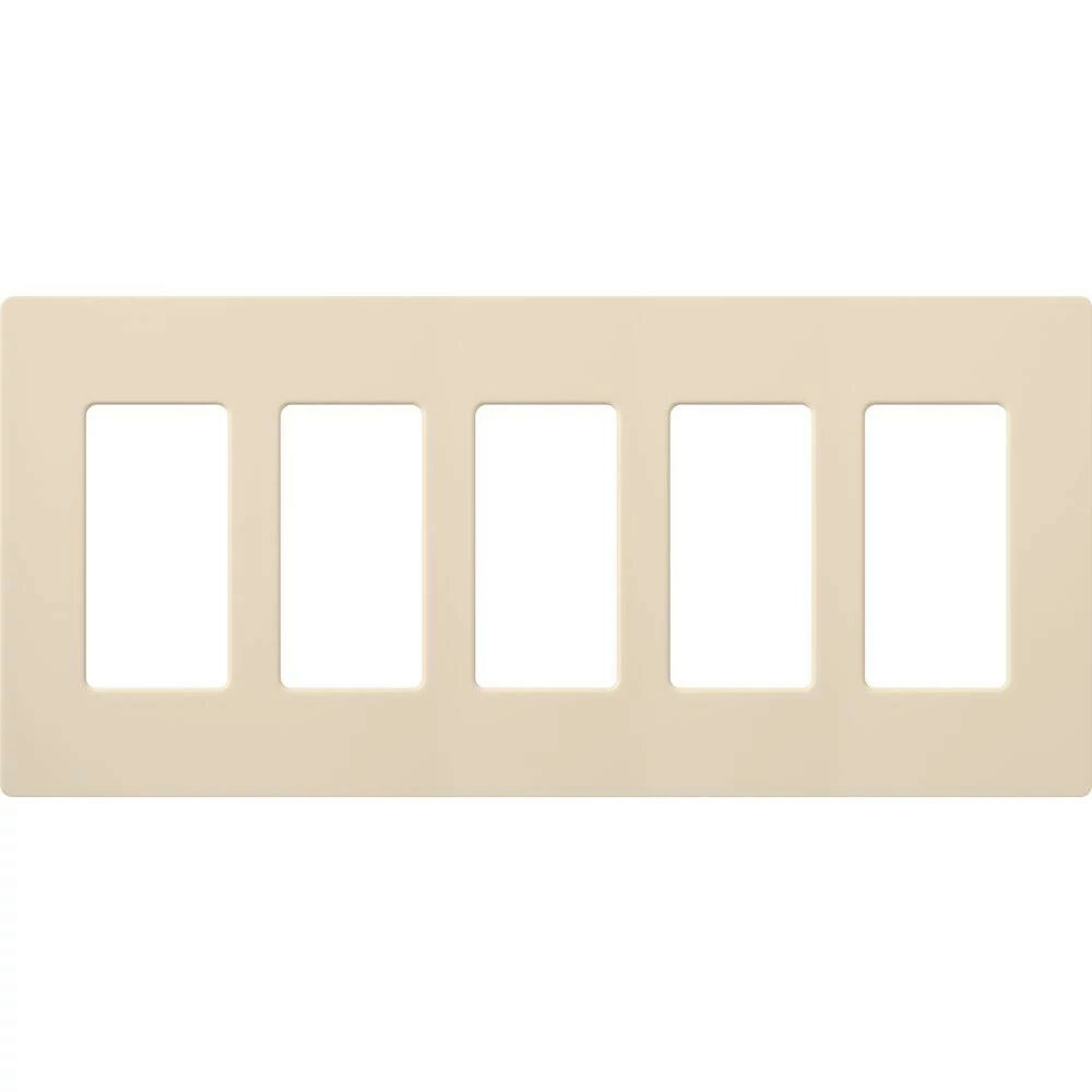 Claro Wallplate, Gloss Finish, Five-gang in light almond