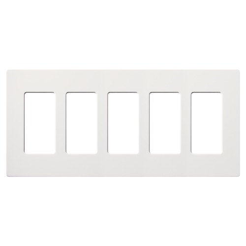 Claro Wallplate, Gloss Finish, Five-gang in white