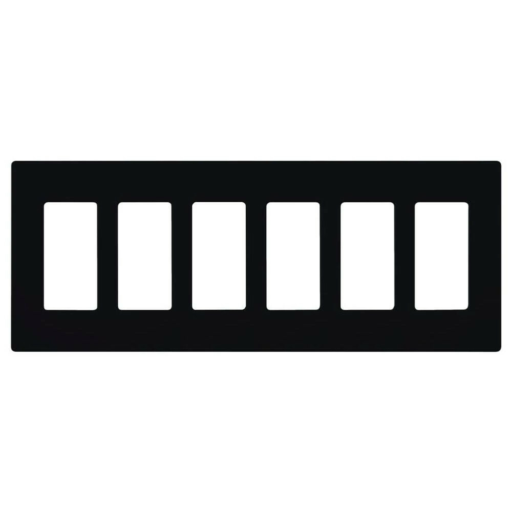 Claro Wallplate, Gloss Finish, Six-gang in black