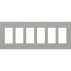 Claro Wallplate, Gloss Finish, Six-gang in gray