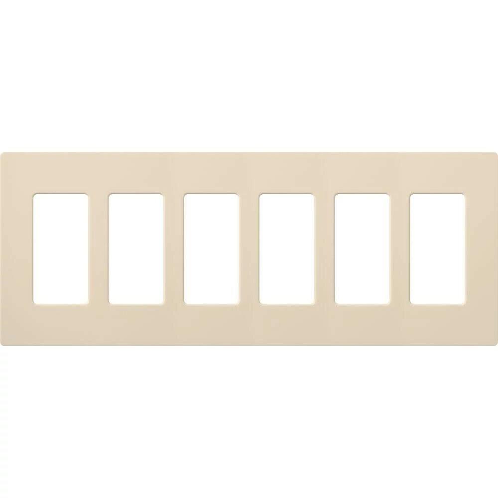 Claro Wallplate, Gloss Finish, Six-gang in light almond