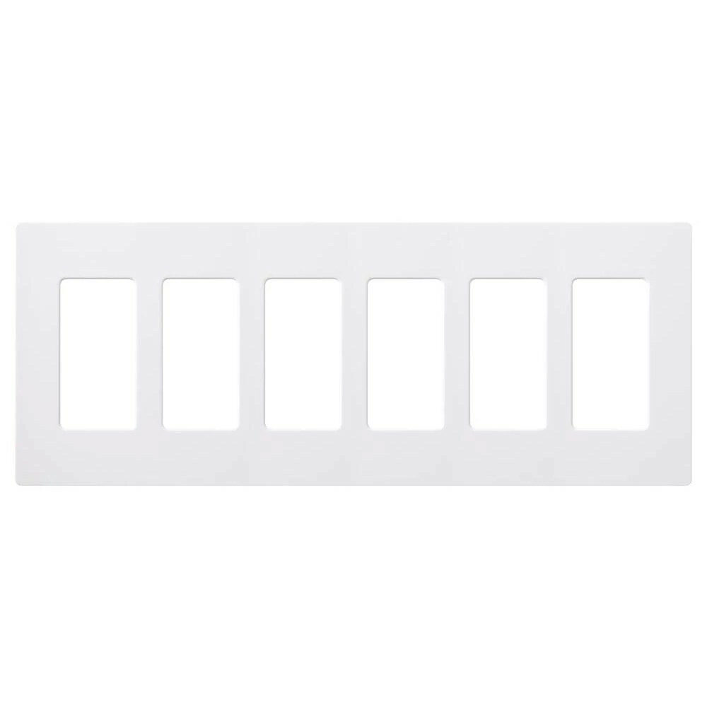 Claro Wallplate, Gloss Finish, Six-gang in white