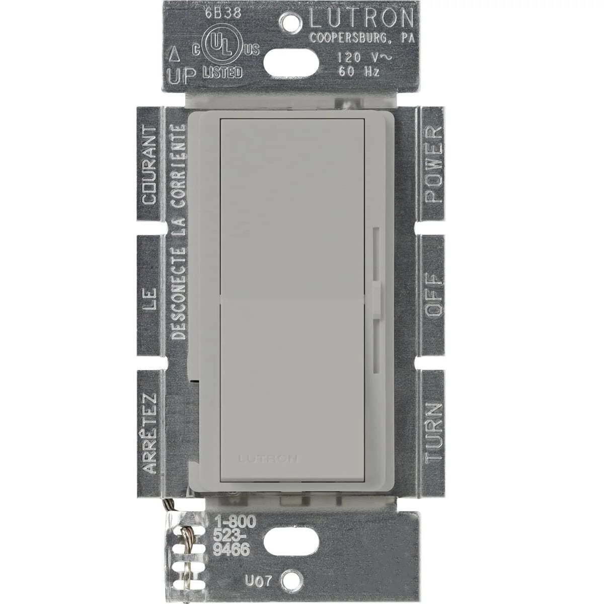 Lutron Diva 3-Speed 1.5A Fan Control, Single-Pole/3-Way, Gray