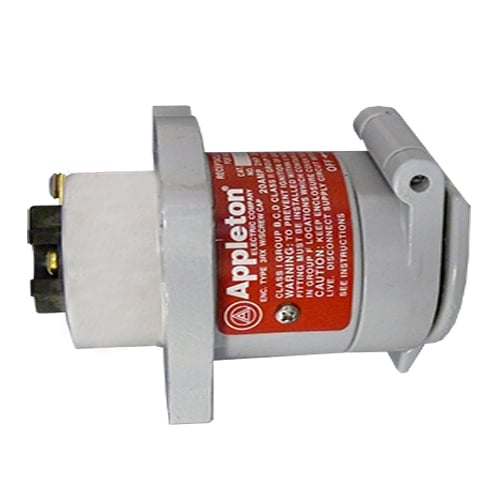 3-Pole Pin & Sleeve Receptacle, 120 - 240 VAC, 20 A, 2-Wire