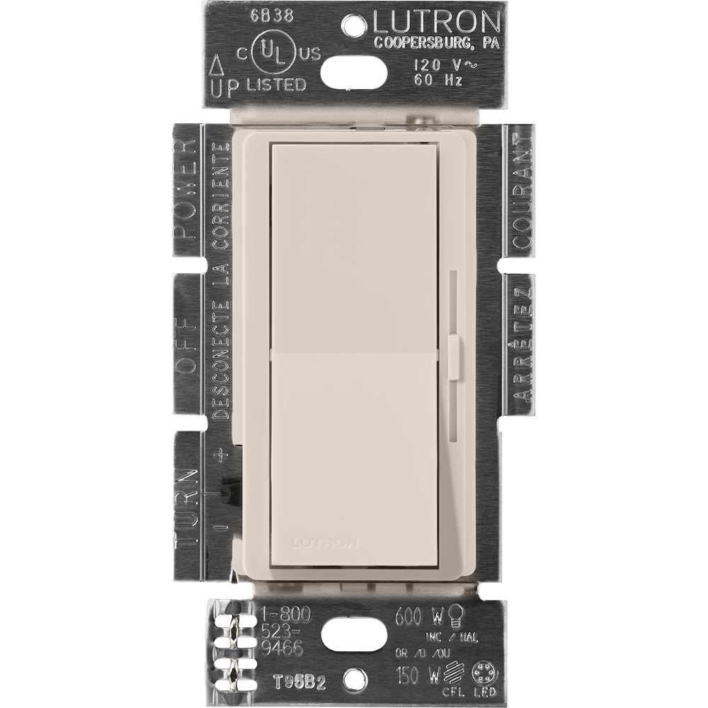 Diva Dimmer - Satin Finish, Magnetic Low-Voltage, Single-pole, 120V/600VA (450W) in taupe