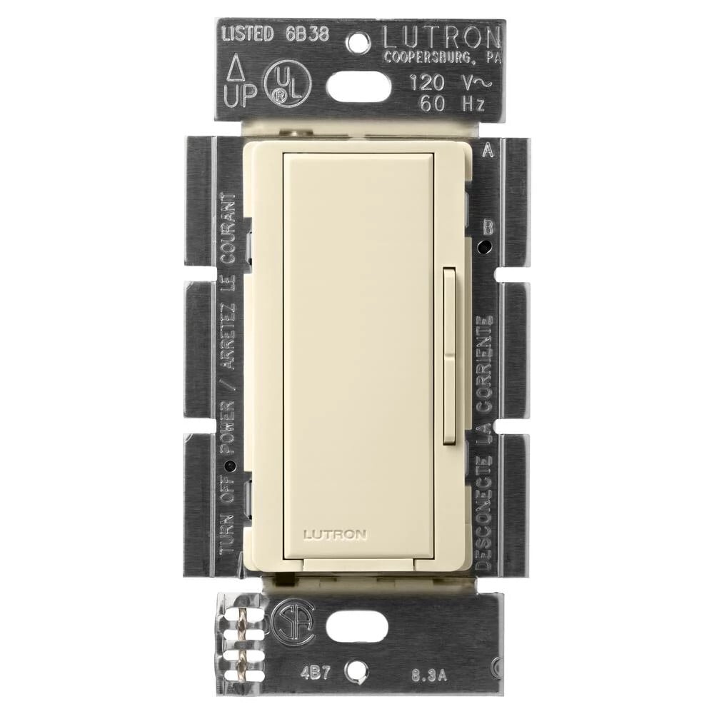 Maestro Companion dimmer for multi-location use, 120V, Gloss finish, clamshell packaging in almond