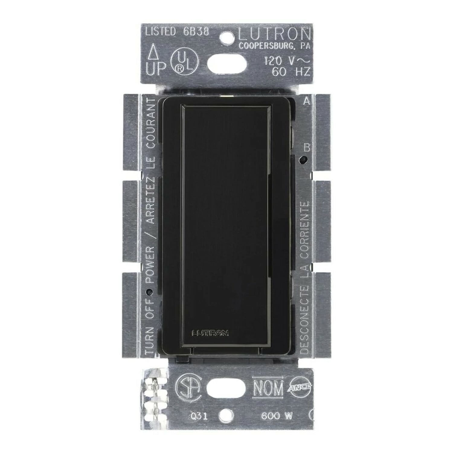 Maestro Switch - Gloss Finish, Incandescent/Halogen, Magnetic Low-Voltage, Electronic Low-Voltage, Fluorescent, Multi-location/single-pole, 120V/8A in black