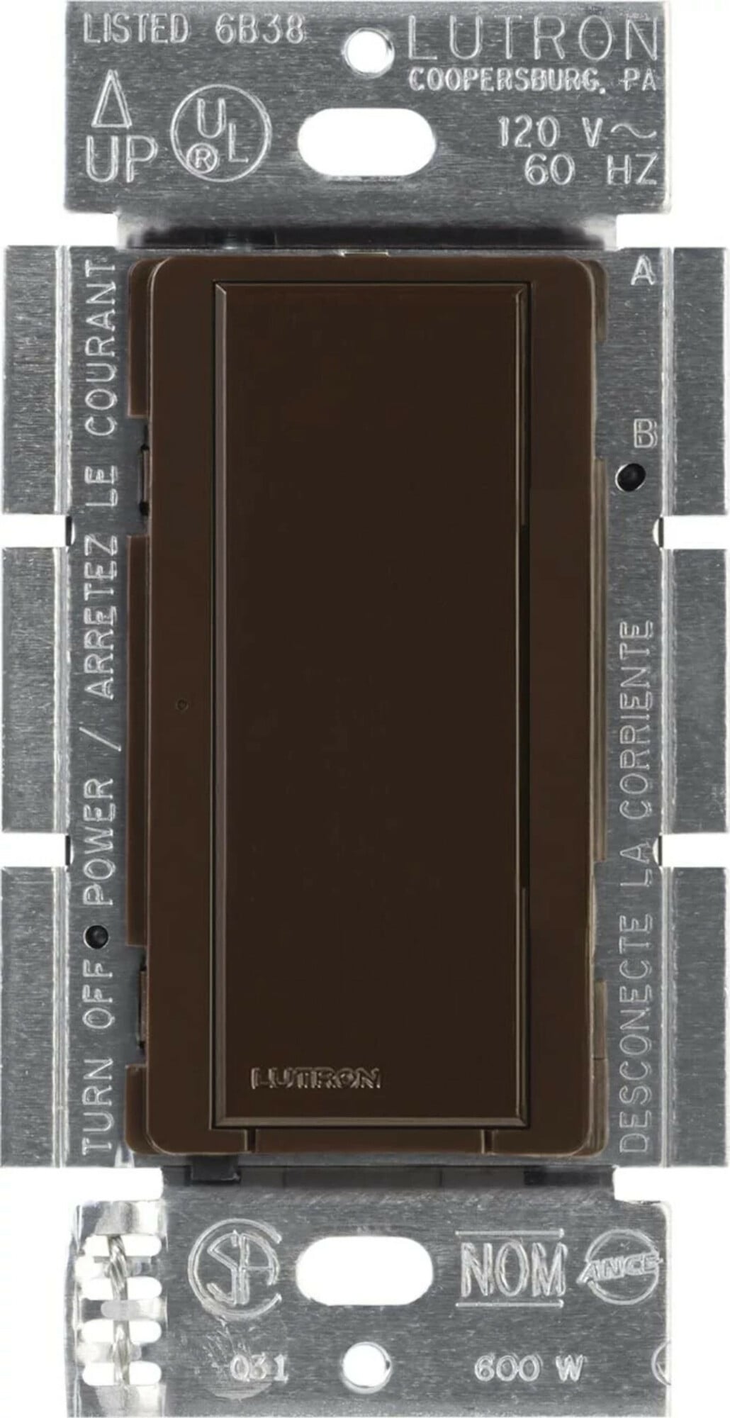 Maestro Switch - Gloss Finish, Incandescent/Halogen, Magnetic Low-Voltage, Electronic Low-Voltage, Fluorescent, Multi-location/single-pole, 120V/8A in brown