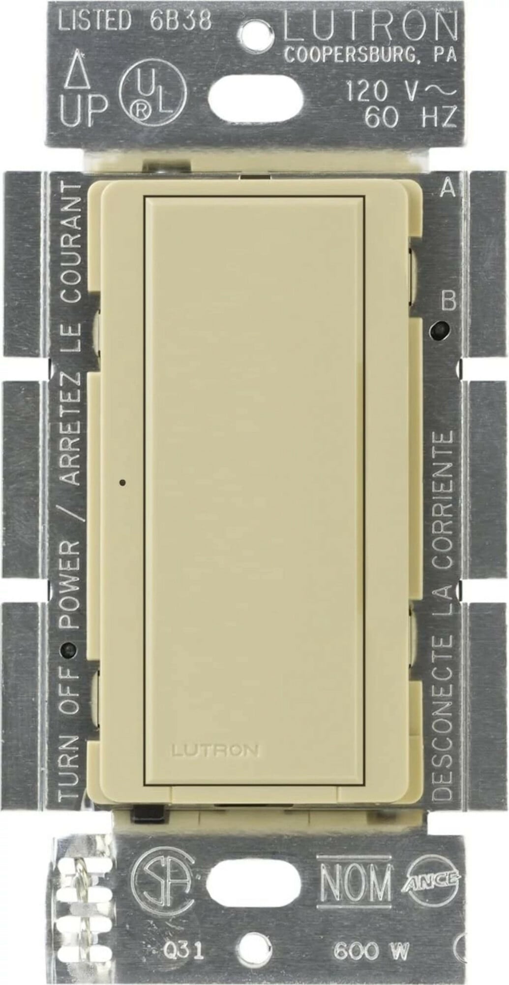 Maestro Switch - Gloss Finish, Incandescent/Halogen, Magnetic Low-Voltage, Electronic Low-Voltage, Fluorescent, Multi-location/single-pole, 120V/8A in ivory