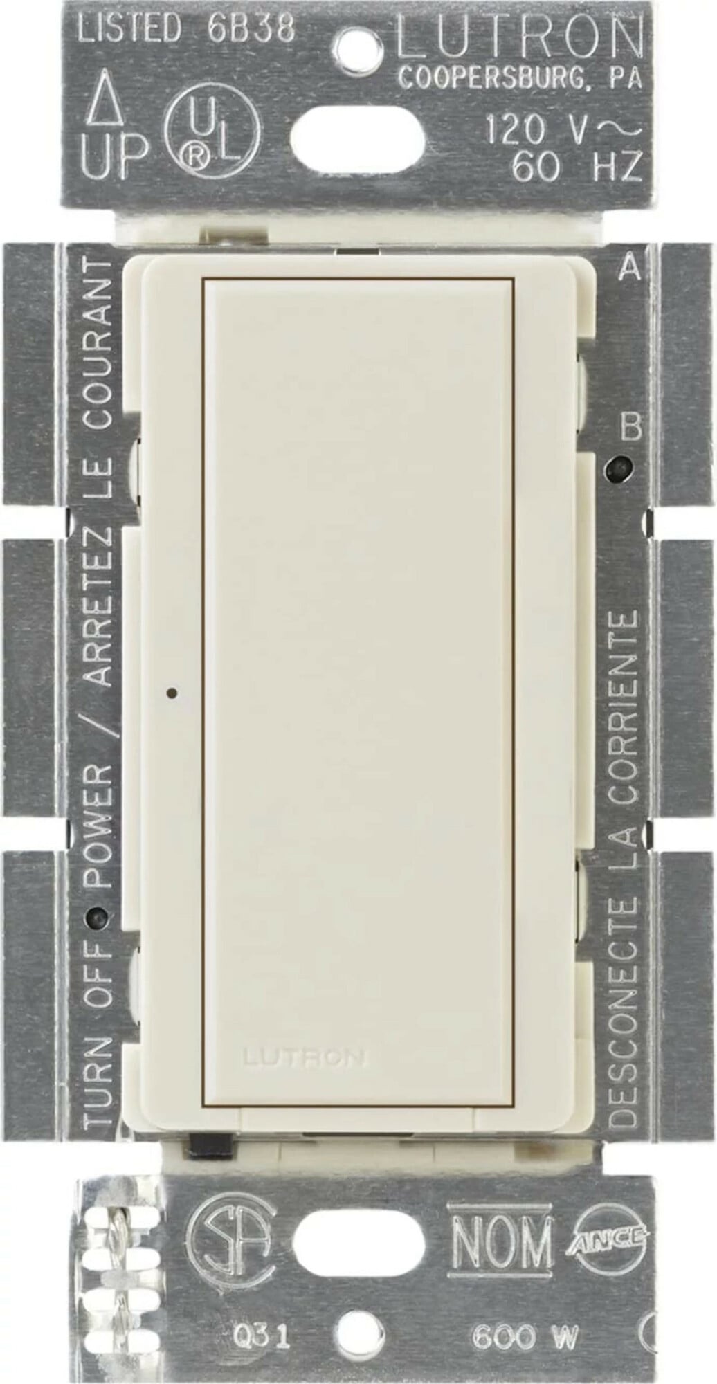 Maestro Switch - Gloss Finish, Incandescent/Halogen, Magnetic Low-Voltage, Electronic Low-Voltage, Fluorescent, Multi-location/single-pole, 120V/8A in light almond