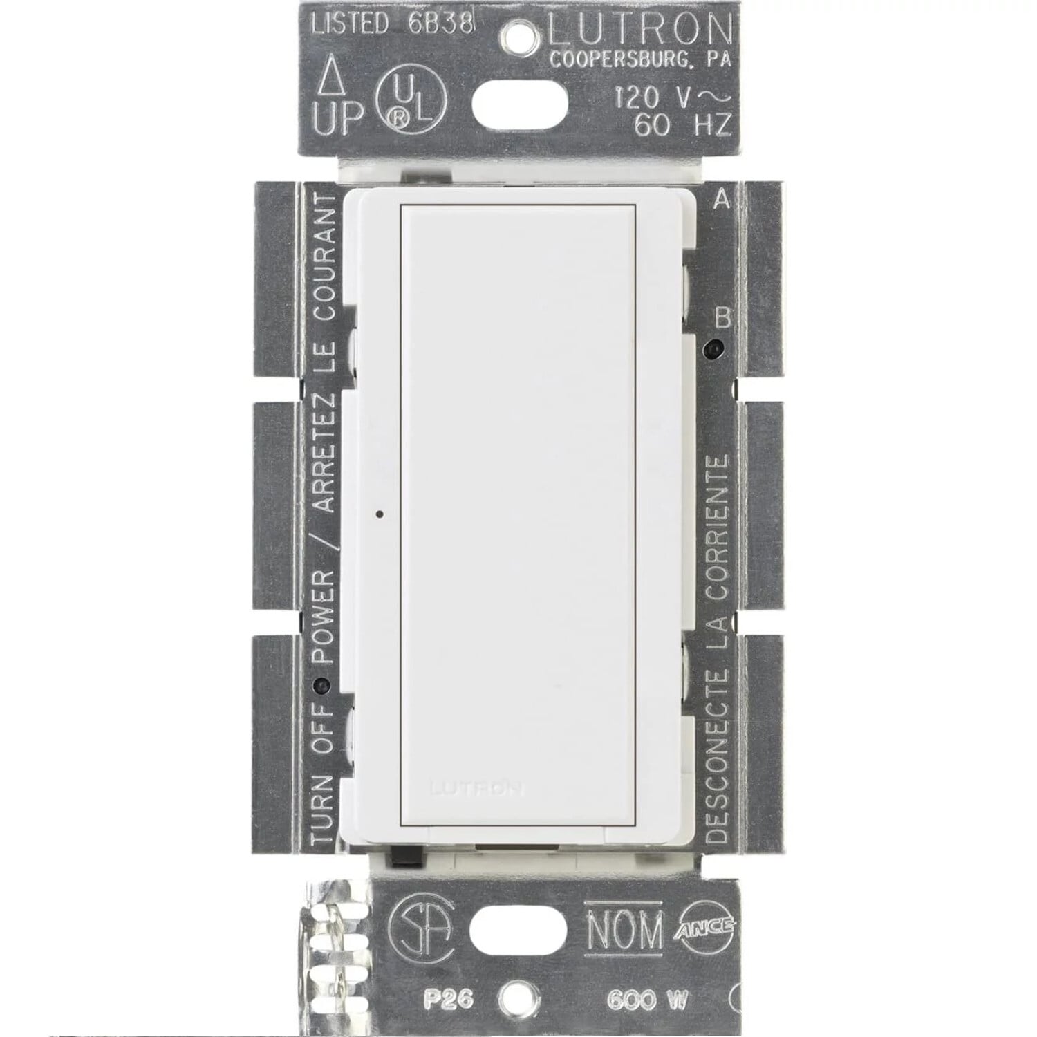 Maestro Switch - Gloss Finish, Incandescent/Halogen, Magnetic Low-Voltage, Electronic Low-Voltage, Fluorescent, Multi-location/single-pole, 120V/8A in white