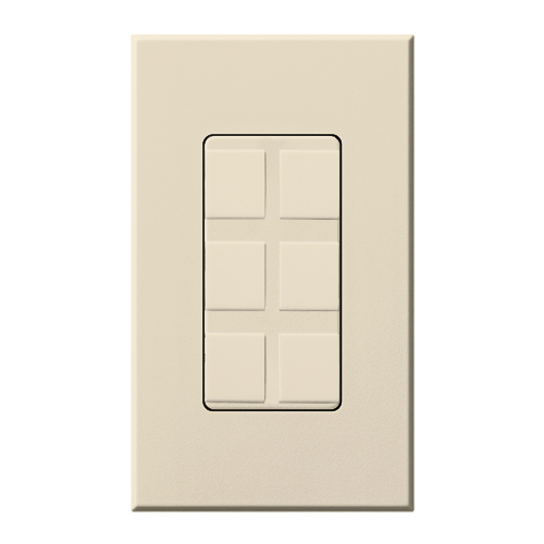 Nova T Architectural Series Wallplate Field-customizable 6-port frame in light almond