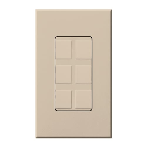 Nova T Architectural Series Wallplate Field-customizable 6-port frame in taupe