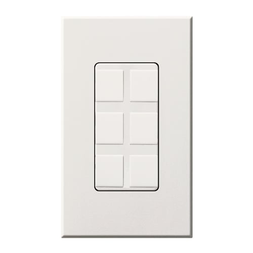 Nova T Architectural Series Wallplate Field-customizable 6-port frame in white