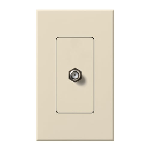F-style, 75-ohm coaxial cable, single port in light almond