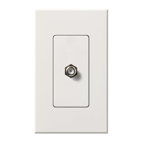 F-style, 75-ohm coaxial cable, single port in white